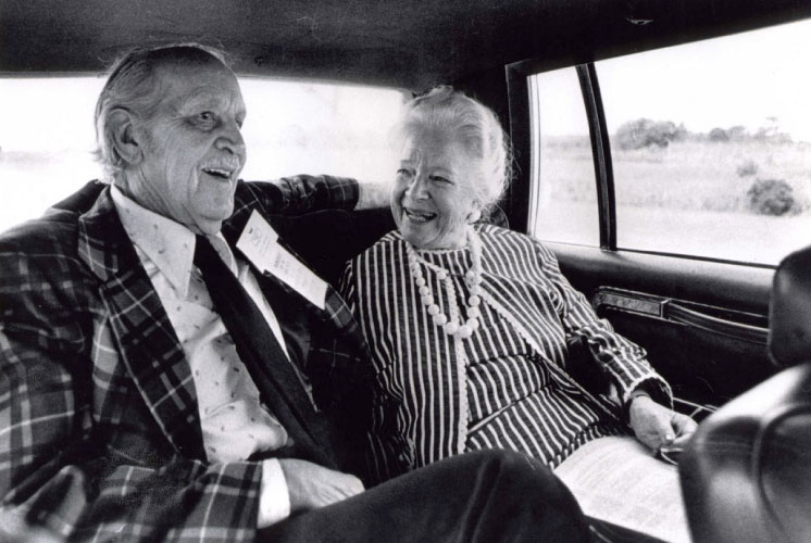 John D. and Catherine T. MacArthur in a car