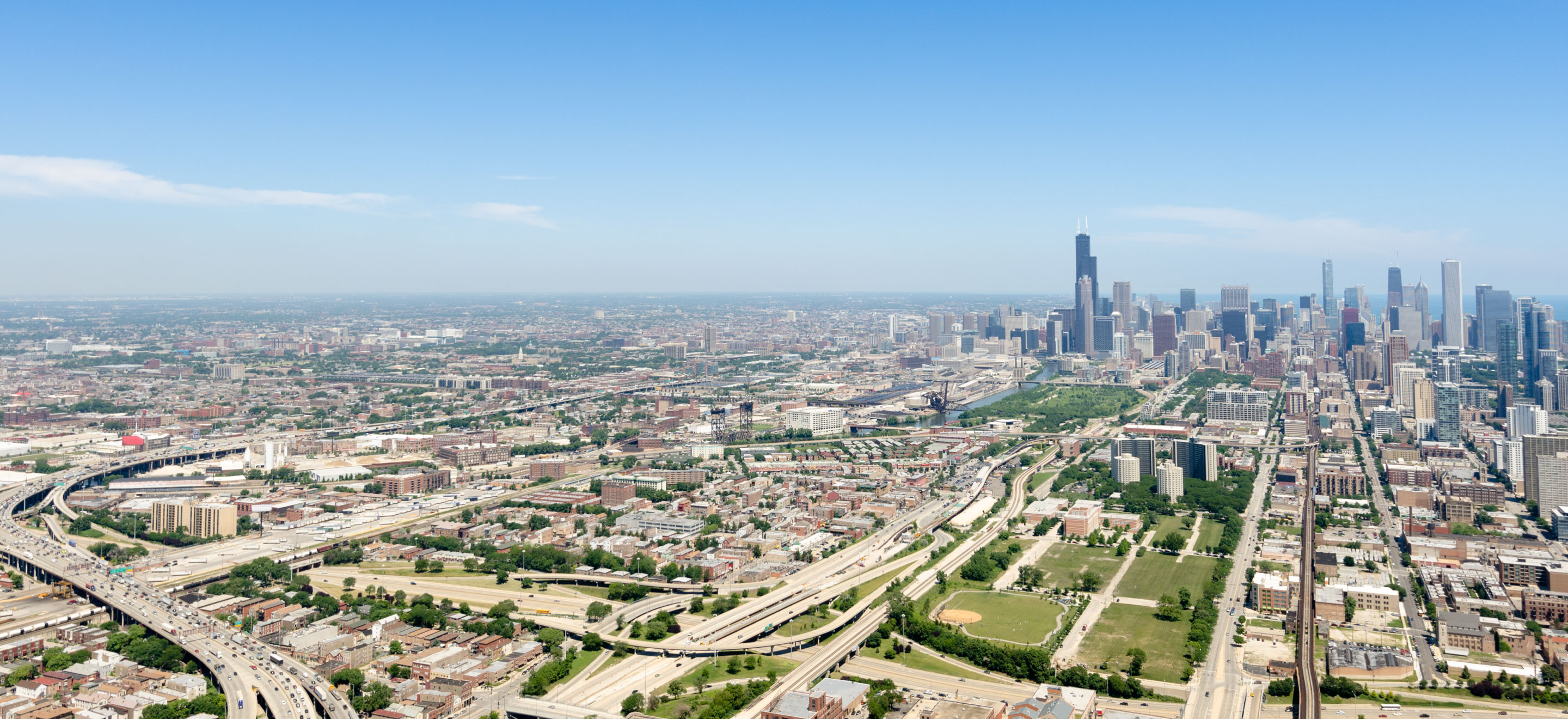Chicago skyline and surrounding neighborhoods